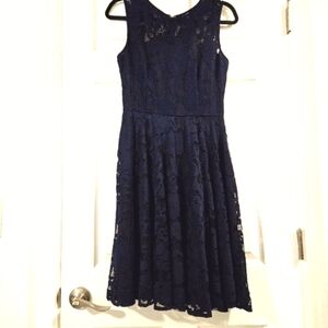 Tahari ASL navy blue lace dress